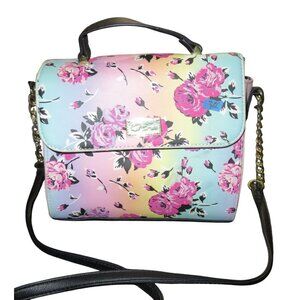 BETSEY JOHNSON Luv Betsey Floral Vegan Leather Chain Crossbody Satchel